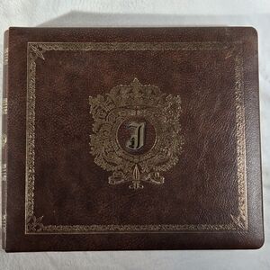 Vintage Style Brown Leather Album with Gold Accents